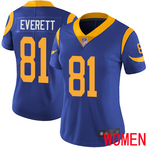 Los Angeles Rams Limited Royal Blue Women Gerald Everett Alternate Jersey NFL Football #81 Vapor Untouchable